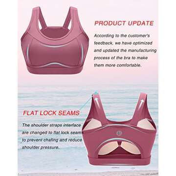 RUNNING GIRL High Impact Sports Bras for Women,Racerback Red Bra Workout Crop Tank Tops Longline Spo...