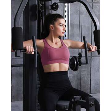 RUNNING GIRL High Impact Sports Bras for Women,Racerback Red Bra Workout Crop Tank Tops Longline Sports Bra Push up(WX2667 Pink,L)