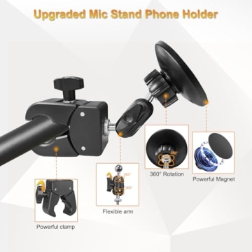 Mic Stand Phone Holder for MagSafe with 360° Rotation Ball Head