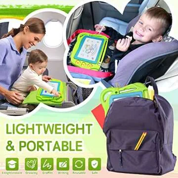 AiTuiTui Magnetic Drawing Board Mini Travel Doodle, Erasable Writing Sketch Colorful Pad Area Educational Learning Toy for Kid/Toddlers/Babies with 3 Stamps and 1 Pen (Green)