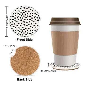 SXboxing Absorbent Car Cupholder Coaster 2 Pack,Ceramic Stone with a Finger Notch for Women & Lady,C...