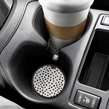 SXboxing Cute Black Polka Dot Car Cupholder Coasters
