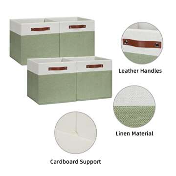 HNZIGE Fabric Cube Storage Bins Set of 4 - Stylish Organizers for Home