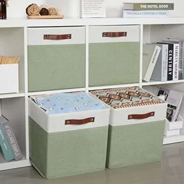 HNZIGE 13x13 Fabric Storage Bins - Set of 4 Organizers
