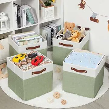 HNZIGE 13x13 Fabric Storage Bins - Set of 4 Organizers