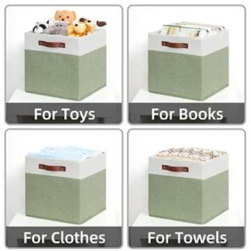 HNZIGE 13x13 Fabric Storage Bins - Set of 4 Organizers