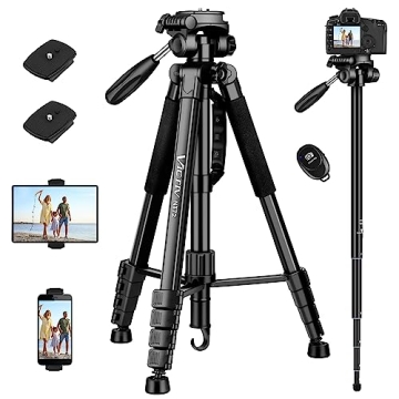 Premium Lightweight 72 Inch Camera Tripod with Remote