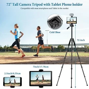 Premium Lightweight 72 Inch Camera Tripod with Remote