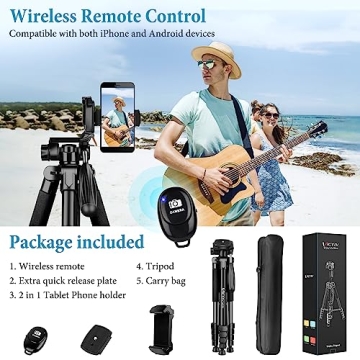 Premium Lightweight 72 Inch Camera Tripod with Remote