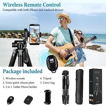 Premium Lightweight 72 Inch Camera Tripod with Remote