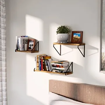Love-KANKEI Floating Shelves Rustic Wall Mounted Set of 3
