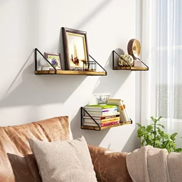 Love-KANKEI Floating Shelves Rustic Wall Mounted Set of 3
