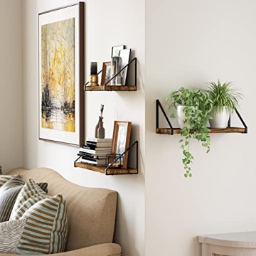 Love-KANKEI Floating Shelves Rustic Wall Mounted Set of 3