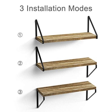 Love-KANKEI Floating Shelves Rustic Wall Mounted Set of 3