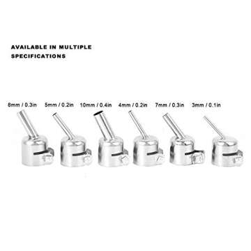 6PCs Hot Air Gun Nozzles Kits Short Oblique Nozzle Round Aluminum Alloy Material 861DW Hot Air Gun S...