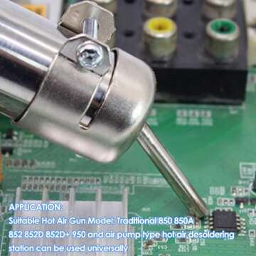 6PCs Hot Air Gun Nozzles Kits Short Oblique Nozzle Round Aluminum Alloy Material 861DW Hot Air Gun Soldering Desoldering Station Repair Tools for 850 850A 852 852D 852D+ 950