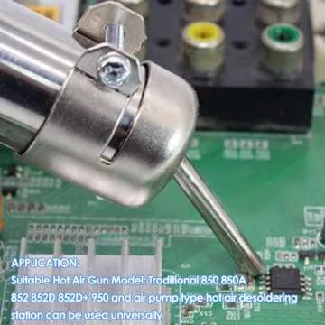 6PCs Hot Air Gun Nozzles Kits Short Oblique Nozzle Round Aluminum Alloy Material 861DW Hot Air Gun Soldering Desoldering Station Repair Tools for 850 850A 852 852D 852D+ 950