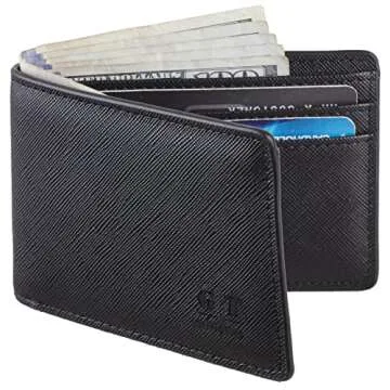 Gostwo Slim Wallet for Men Minimalist Leather ID Window Front Pocket Bifold Wallet