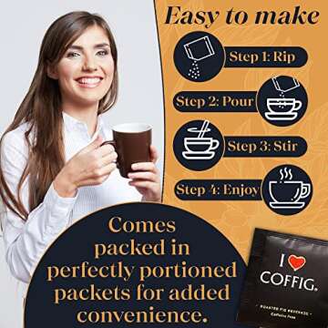 Roasted Organic Black Fig Powder - Caffeine Free Herbal Energy Drink Box of 20 Tea Bags/Sachets