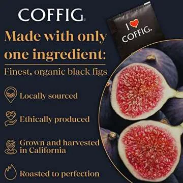 Roasted Organic Black Fig Powder - Caffeine Free Herbal Energy Drink Box of 20 Tea Bags/Sachets