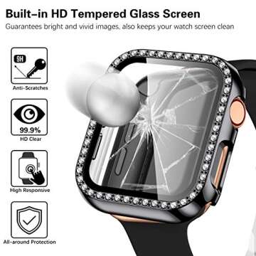 Mastten Diamond Screen Protector Case Compatible with Apple Watch 42mm, Bling Crystal PC Protective ...