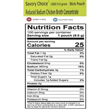 Savory Choice Reduced Sodium *360mg Chicken Broth Concentrate - 16 Packets (9.6 grams each)
