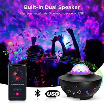 Galaxy Projector for Bedroom with Bluetooth Speaker