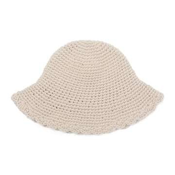 ZLYC Women Winter Bucket Hat Fashion Knit Cloche Hat Solid Color Warm Crochet Cap (Plain Beige)