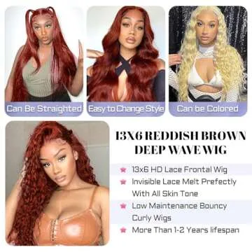 Sathen 13x6 Reddish Brown Lace Front Wig for Women