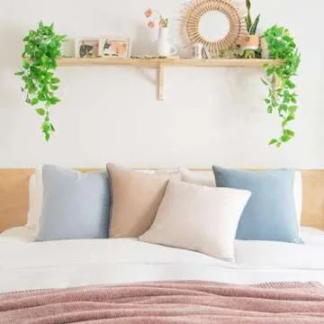 MONDAY MOOSE Decorative Throw Pillow Covers Cushion Cases, Set of 4 Soft Velvet Modern Double-Sided Designs, Mix and Match for Home Decor, Pillow Inserts Not Included (18x18 inch, Beige/Light Blue)