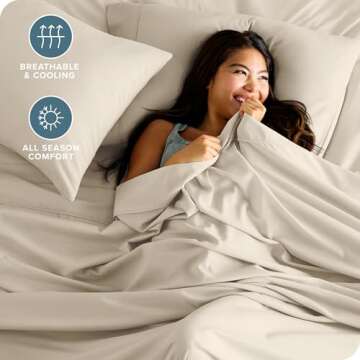 Bare Home Queen Sheet Set - Luxury 1800 Ultra-Soft Microfiber Queen Bed Sheets - Double Brushed - Deep Pockets - Easy Fit - 4 Piece Set - Bedding Sheets & Pillowcases (Queen, Sand)