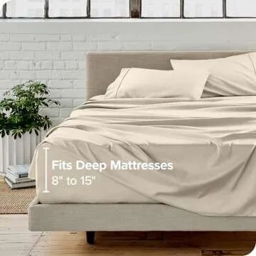 Bare Home Queen Sheet Set - Luxury 1800 Ultra-Soft Microfiber Queen Bed Sheets - Double Brushed - Deep Pockets - Easy Fit - 4 Piece Set - Bedding Sheets & Pillowcases (Queen, Sand)