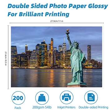 Uinkit 200 Sheets Double Sided Photo Paper Glossy for Inkjet 8.5x11