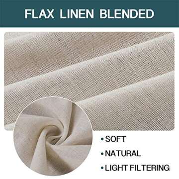 FantasDecor Linen Sheer Curtains 108 inch Length 2 Panels Set Light Filtering Privacy Drapes Rod Pocket Window Blinds Shades for Farmhouse Living Room, Angora