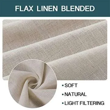FantasDecor Linen Sheer Curtains 108 inch Length 2 Panels Set Light Filtering Privacy Drapes Rod Pocket Window Blinds Shades for Farmhouse Living Room, Angora