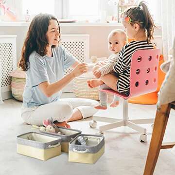 pulnimus Fabric Storage Baskets 12”x 8” x 5”Cloth Baskets, 6 Pack Nursery Baskets, Small Storage Bins for Baby, Empty Gift Baskets with Rope Handles, Rectangular Basket, Decorative Closet Baskets