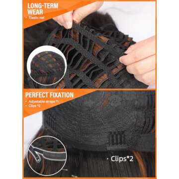 Nnzes Black Mixed Brown Wig with Bangs Short Bob Wavy Wigs Synthetic Curly Wig for Women Natural Looking Heat Resistant Fiber Hair for Daily Party Use