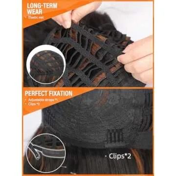 Nnzes Black Mixed Brown Wig with Bangs Short Bob Wavy Wigs Synthetic Curly Wig for Women Natural Looking Heat Resistant Fiber Hair for Daily Party Use