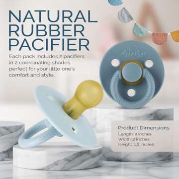 Itzy Ritzy Natural Rubber Pacifiers, Set of 2 – Natural Rubber Newborn Pacifiers with Cherry-Shape...
