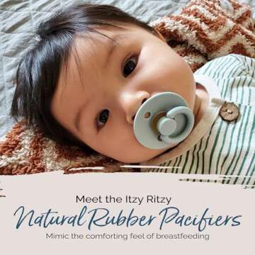 Itzy Ritzy Natural Rubber Pacifiers, Set of 2 – Natural Rubber Newborn Pacifiers with Cherry-Shaped Nipple & Large Air Holes for Added Safety; Set of 2 in Harbor & Coast, Ages 0 – 6 Months