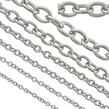 16.5ft 6mm Width Stainless Steel Rolo Cable Chains for Jewelry Making