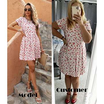 Naggoo Summer Mini Dress with Pockets for Women