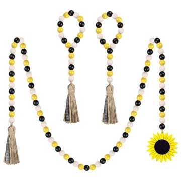 Charming Sunflower Wood Bead Garland Set for Home Decor