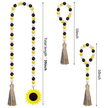 Charming Sunflower Wood Bead Garland Set for Home Decor