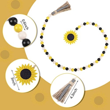 Charming Sunflower Wood Bead Garland Set for Home Decor