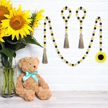 Charming Sunflower Wood Bead Garland Set for Home Decor