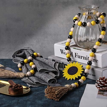 Charming Sunflower Wood Bead Garland Set for Home Decor