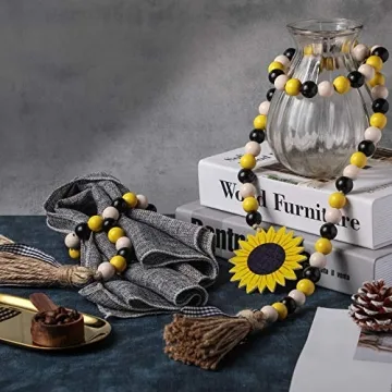 Charming Sunflower Wood Bead Garland Set for Home Decor