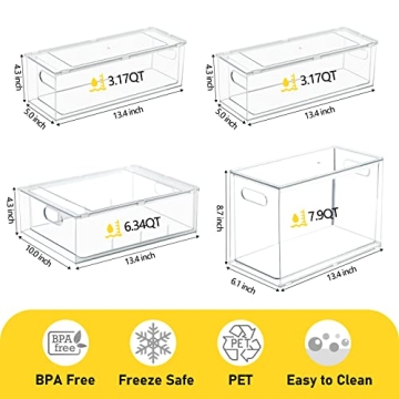 Greenby Fridge Drawer Organization Bins for Kitchen