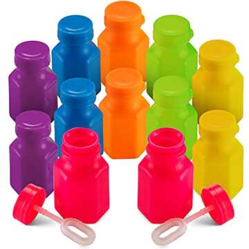 Mini Neon Party Bubbles for Kids - (Pack of 12) Bulk Bubble Wands and Bottles for Blowing Bubbles, Birthday Party Favors, Toy Gift, Outdoor Toys, Carnival prizes, and Goody Bag Stuffers